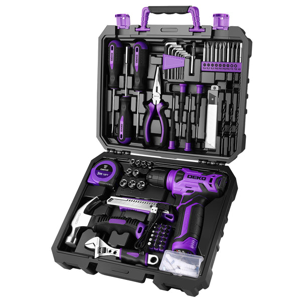 DEKO 126 Piece Tool Set with 8V Cordless Drill