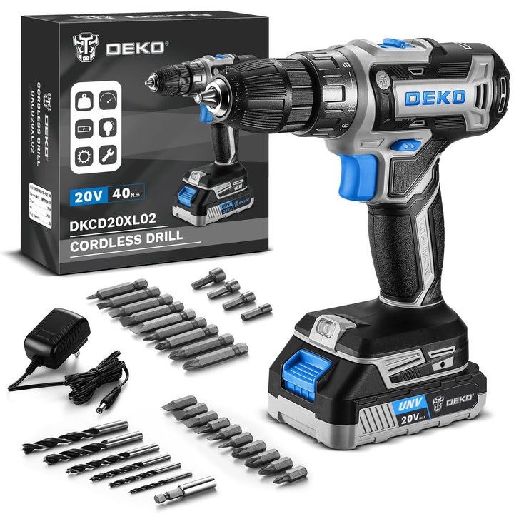 20V Cordless Drill Kit with Battery & Charger - DEKOTOOLS STORE