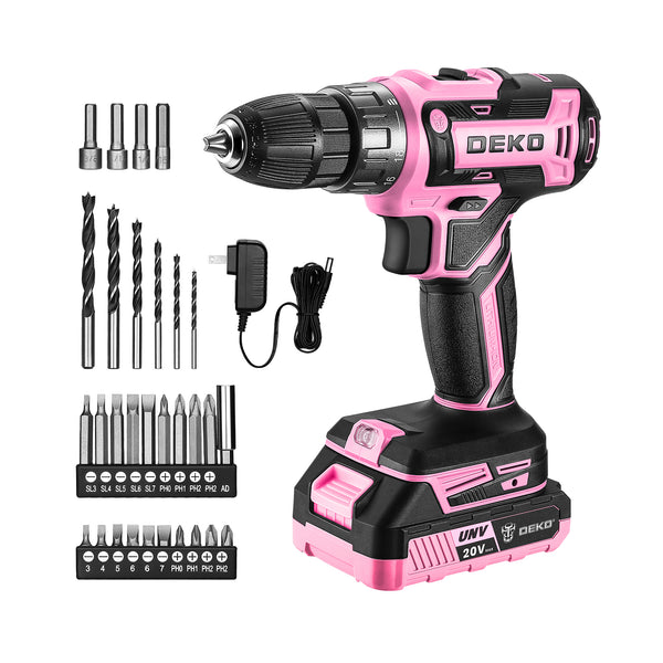 DEKO 20V Cordless Drill Kit with Battery & Charger
