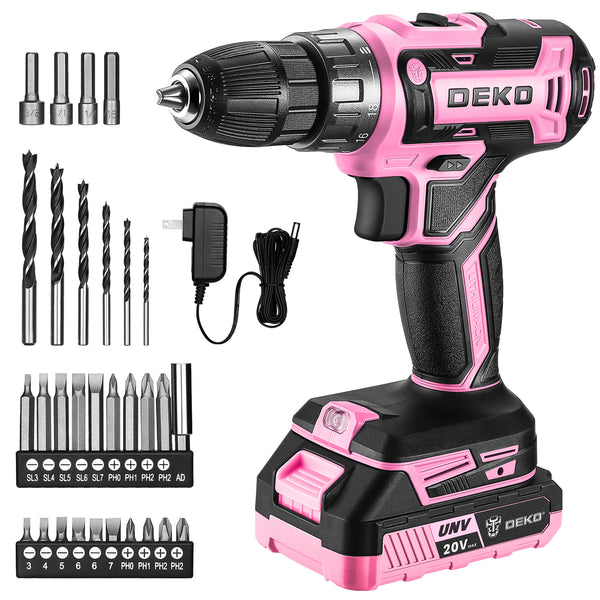 DEKO 20V Cordless Drill Kit with Battery & Charger