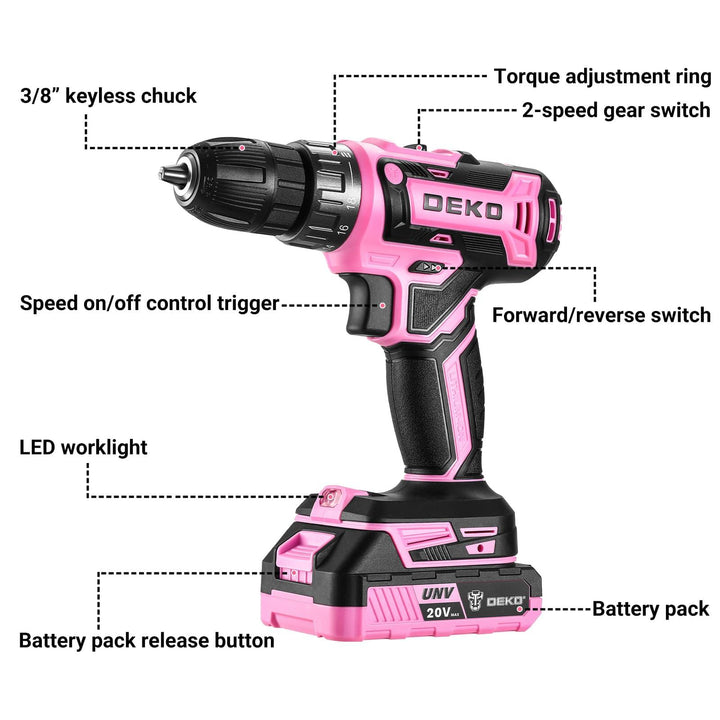 20V Cordless Drill Kit with Battery & Charger - DEKOTOOLS STORE