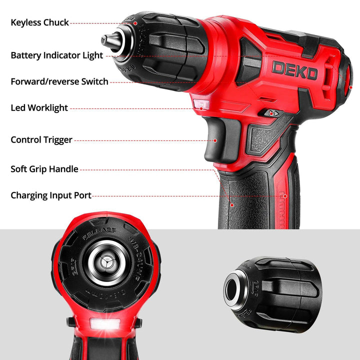 126 Piece Tool Set with 8V Cordless Drill - DEKOTOOLS STORE
