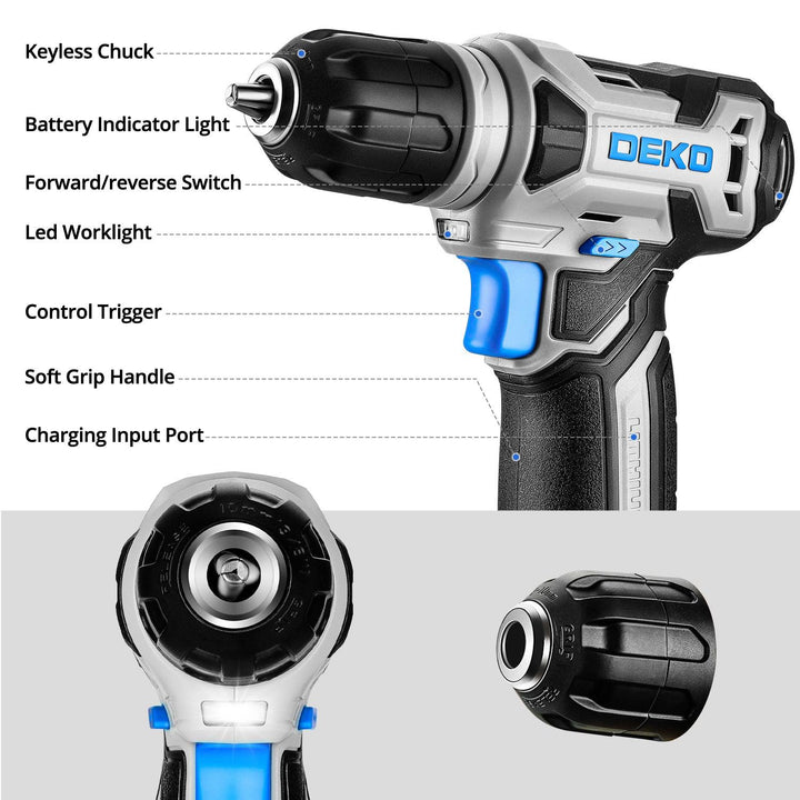 126 Piece Tool Set with 8V Cordless Drill - DEKOTOOLS STORE