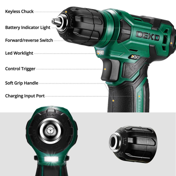 126 Piece Tool Set with 8V Cordless Drill - DEKOTOOLS STORE