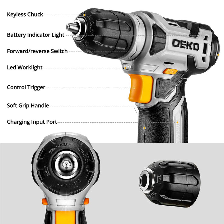 126 Piece Tool Set with 8V Cordless Drill - DEKOTOOLS STORE