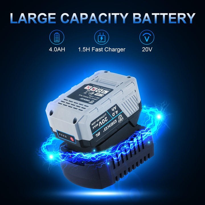20V 1x4.0Ah LI-ION BATTERY HIGH TORQUE 1/2" BRUSHLESS IMPACT WRENCH - DEKOTOOLS STORE