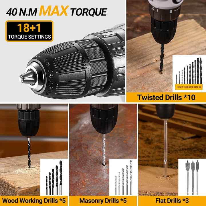 186 Piece Tool Kit with 20V Cordless Drill - DEKOTOOLS STORE